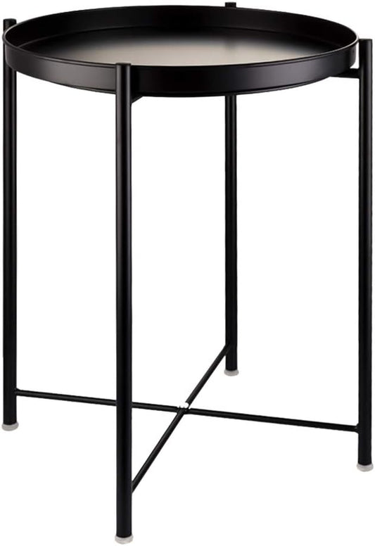 Small Side End Table - Metal Side Table Waterproof Small Sofa Coffee Side Tables Bedroom Indoor Outdoor with Removable Tray for Living Room Bedroom Balcony and Office