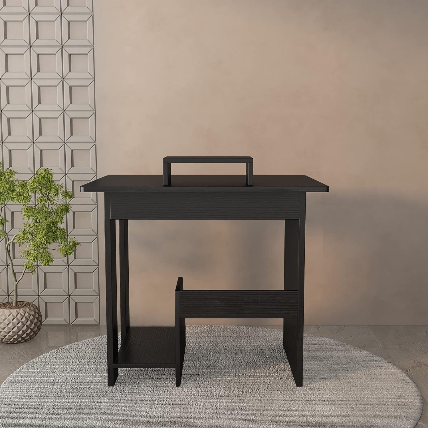 30 Inch Gaming Desk Computer Desk with Keyboard Tray Monitor Stand Storage Shelves CPU Stand, Industrial Small Desk for Small Spaces, Home Office Desk, Black