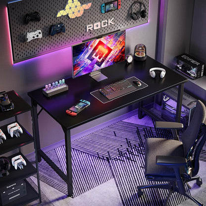 40 Inch Computer Desk, Small Home Office Desk Study Writing Kid Table, Simple PC Gaming Desk, Adjustable Feet, Black