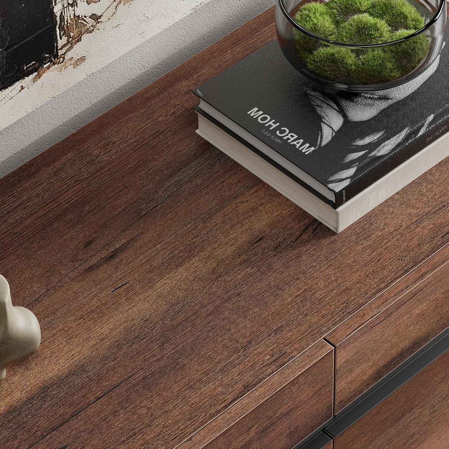 Modern TV Stand with Storage Cabinets for 110 Inch TV, Wood Entertainment Center Media Console Table with Metal Leg for Living Room Bedroom, Brown