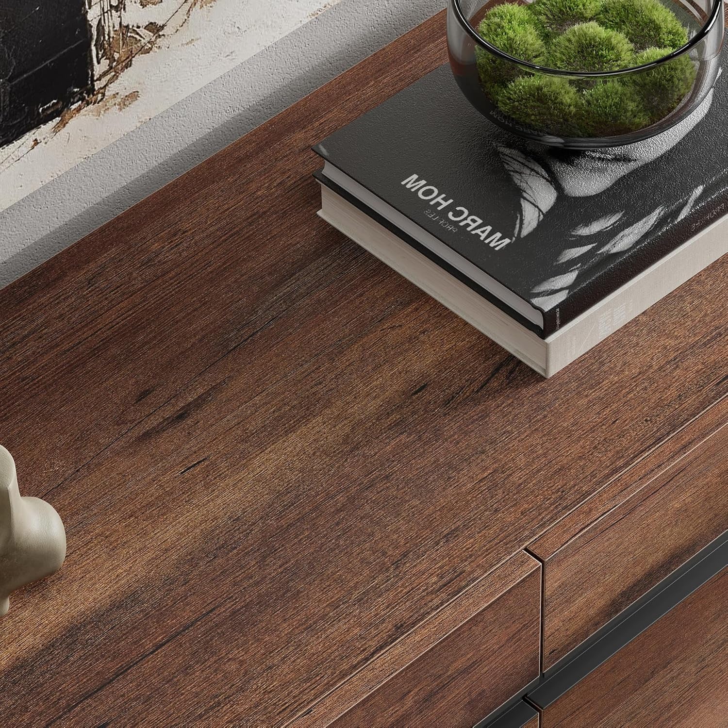 Modern TV Stand with Storage Cabinets for 110 Inch TV, Wood Entertainment Center Media Console Table with Metal Leg for Living Room Bedroom, Brown