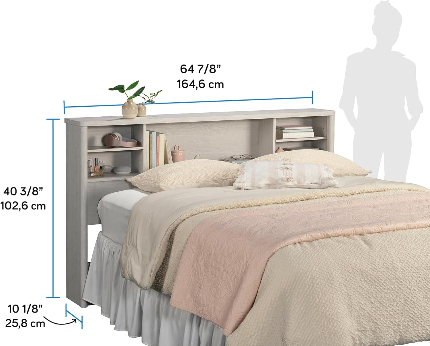 Dover Edge Full/Queen Bookcase Headboard, Glacier Oak Finish