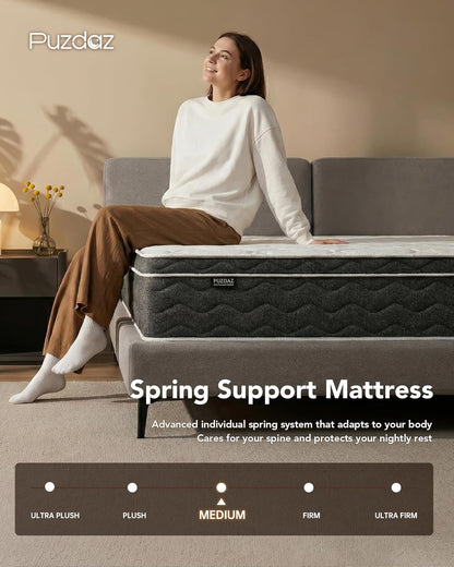Queen Mattress 12 Inch Hybrid Mattress Queen Size - Memory Foam & Individually Pocket Coils Springs, Pressure Relief, Motion Isolation, Edge Support, Certipur-Us Certified, Medium Firm
