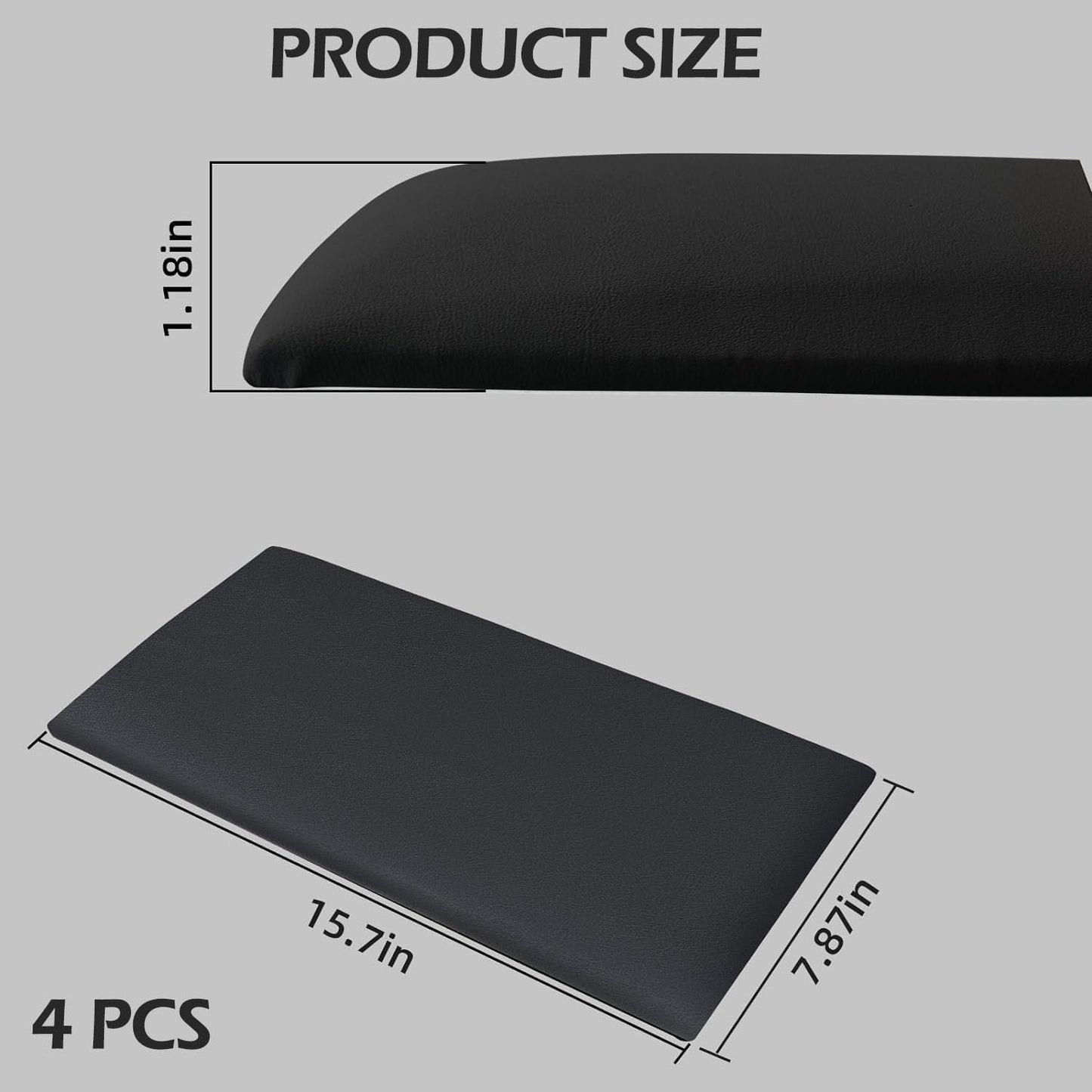 Upholstered Headboard Panels, 4 Panels Sized 7.8" X 15.7" Peel and Stick Padded Wall Panels for Kids, 3D Anti-Collision Wall Mounted Bed Headboard for Full, Black