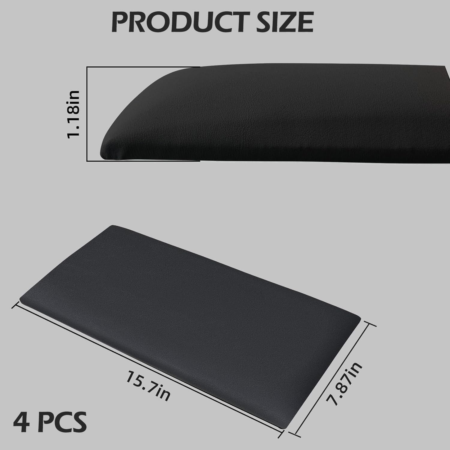 Upholstered Headboard Panels, 4 Panels Sized 7.8" X 15.7" Peel and Stick Padded Wall Panels for Kids, 3D Anti-Collision Wall Mounted Bed Headboard for Full, Black