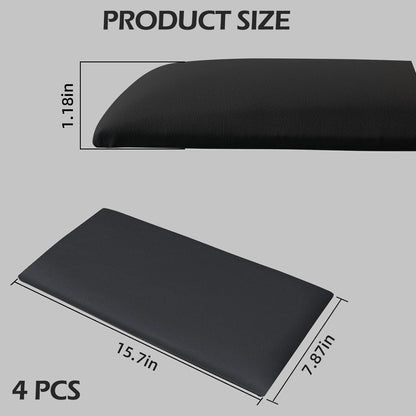 Upholstered Headboard Panels, 4 Panels Sized 7.8" X 15.7" Peel and Stick Padded Wall Panels for Kids, 3D Anti-Collision Wall Mounted Bed Headboard for Full, Black