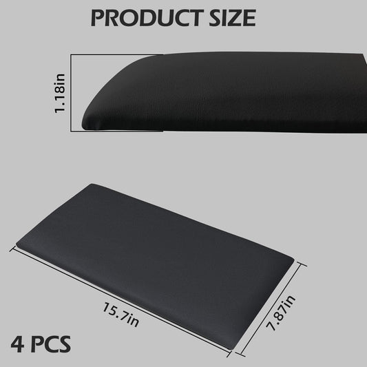 Upholstered Headboard Panels, 4 Panels Sized 7.8" X 15.7" Peel and Stick Padded Wall Panels for Kids, 3D Anti-Collision Wall Mounted Bed Headboard for Full, Black