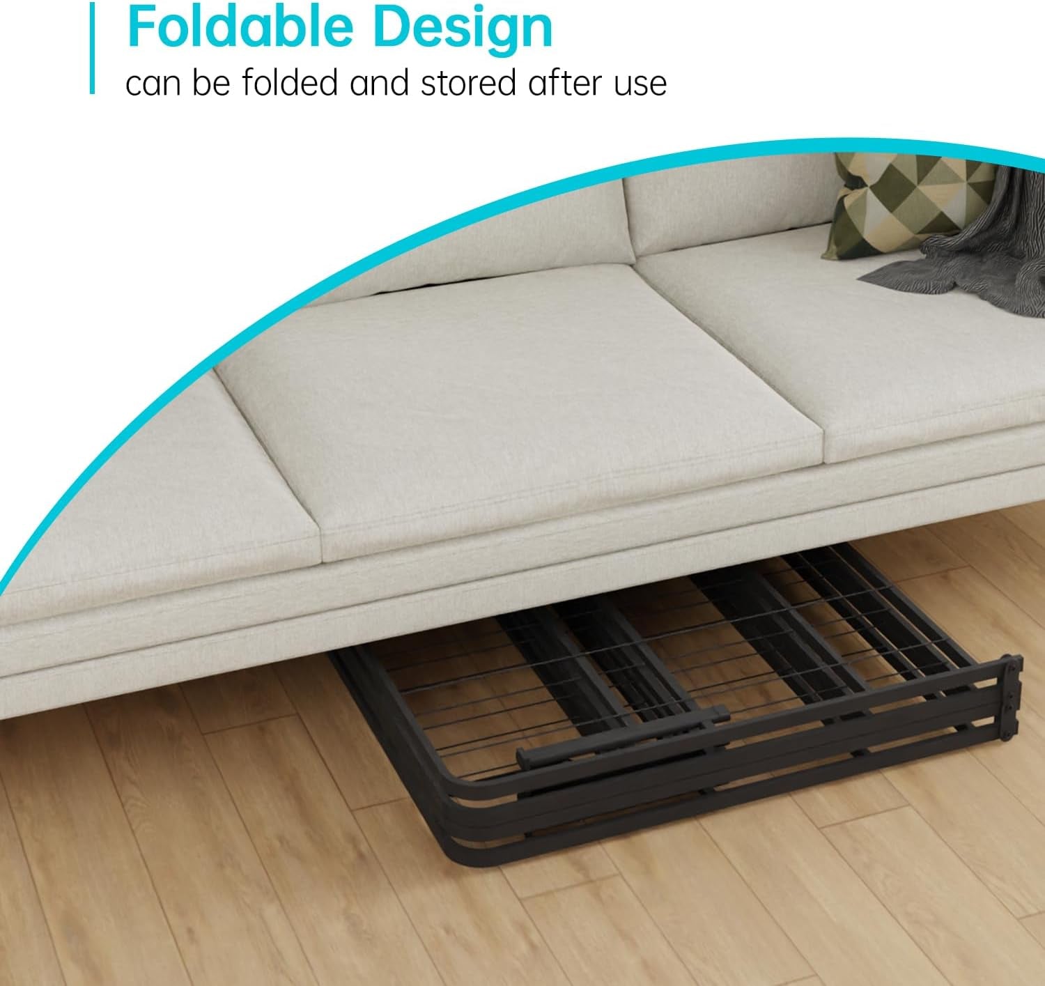 | Twin Bed Frame | Metal | Heavy Duty Steel Slats with 6 Legs | Foldable | Sturdy, No Box Spring Needed | Easy to Assemble with Under-Bed Storage | Furniture for Home, Dorms
