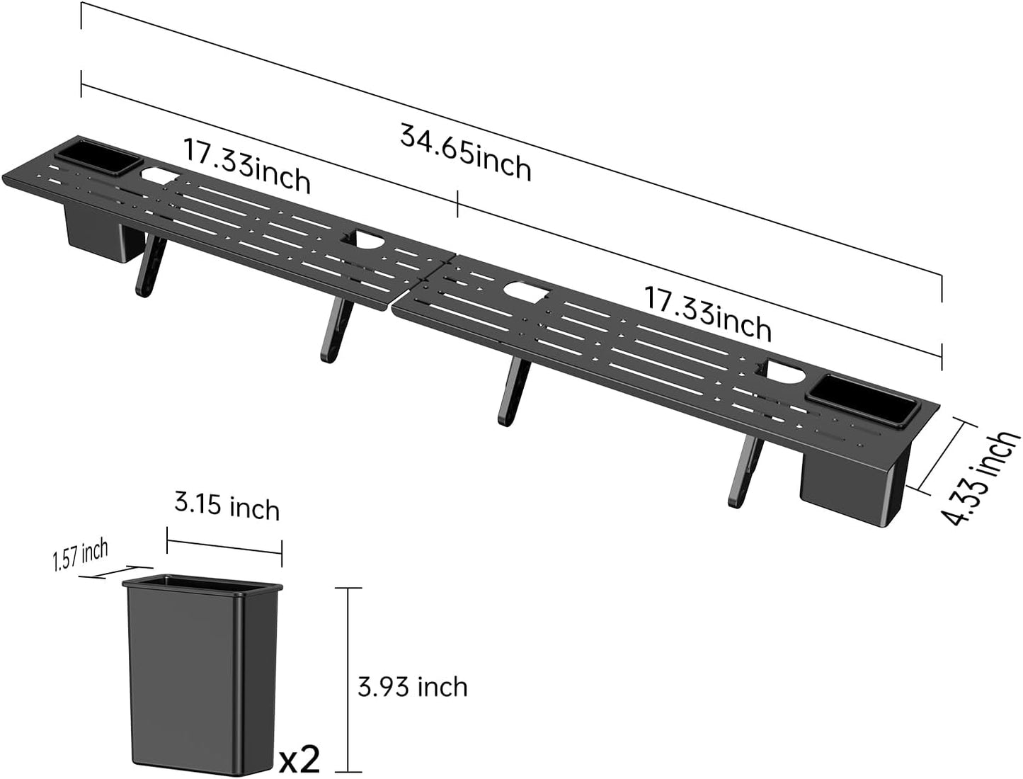 Steel TV Top Shelf- Adjustable Screen Shelf Floating Stand with 2 Storage Boxes,Computer Screen Shelf for Soundbar, Media Boxes, Game Console, Router and Home,34.65×4.33Inch