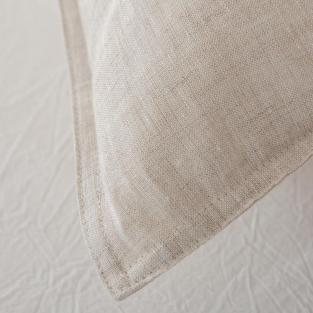 100% Linen Pillowcases Set of 2, French Linen from Normandy, 20X36Inch Standard Size, Natural Color, Coconut Buttons Closure, Flax Pillowshams-Pillowcase-Linen