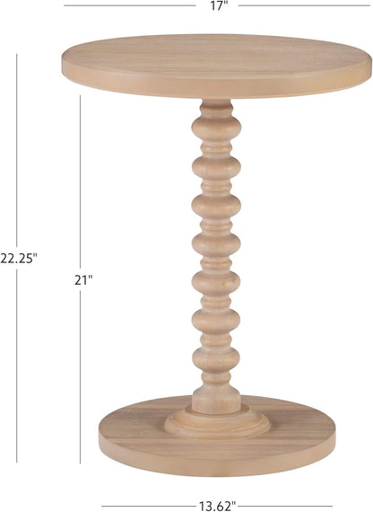 Tarkin round Natural Wood Turned Spindle Pedestal Side Accent Table