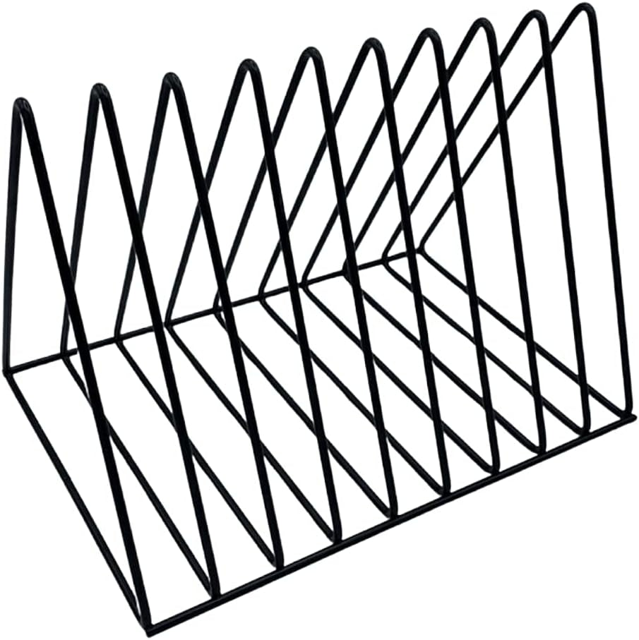 Vinyl Record Storage Holder Stand - Premium Triangle Metal Wire Magazine Rack and Book Holder Holds up to 33 Lp Album Records, Functional and Contemporary Vinyl Record Rack Organizer (Black)