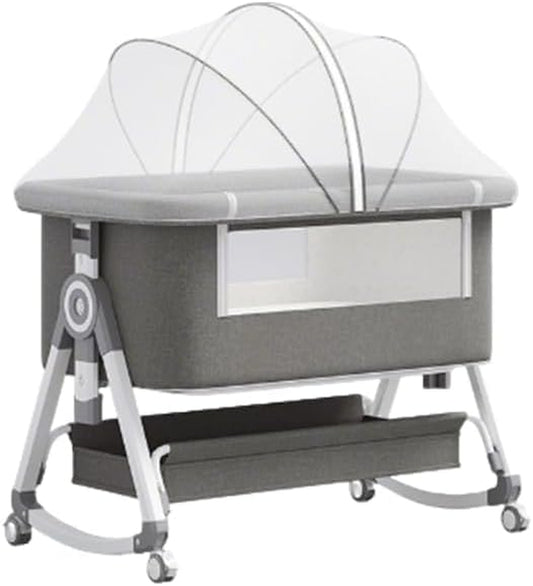 Baby Bassinet,3 in 1 Baby Bassinets Bedside Sleeper with Wheels and Mosquito Net,Bedside Bassinet for Baby with Comfy Mattress, Mattress&Breathable Mesh,Storage Basket