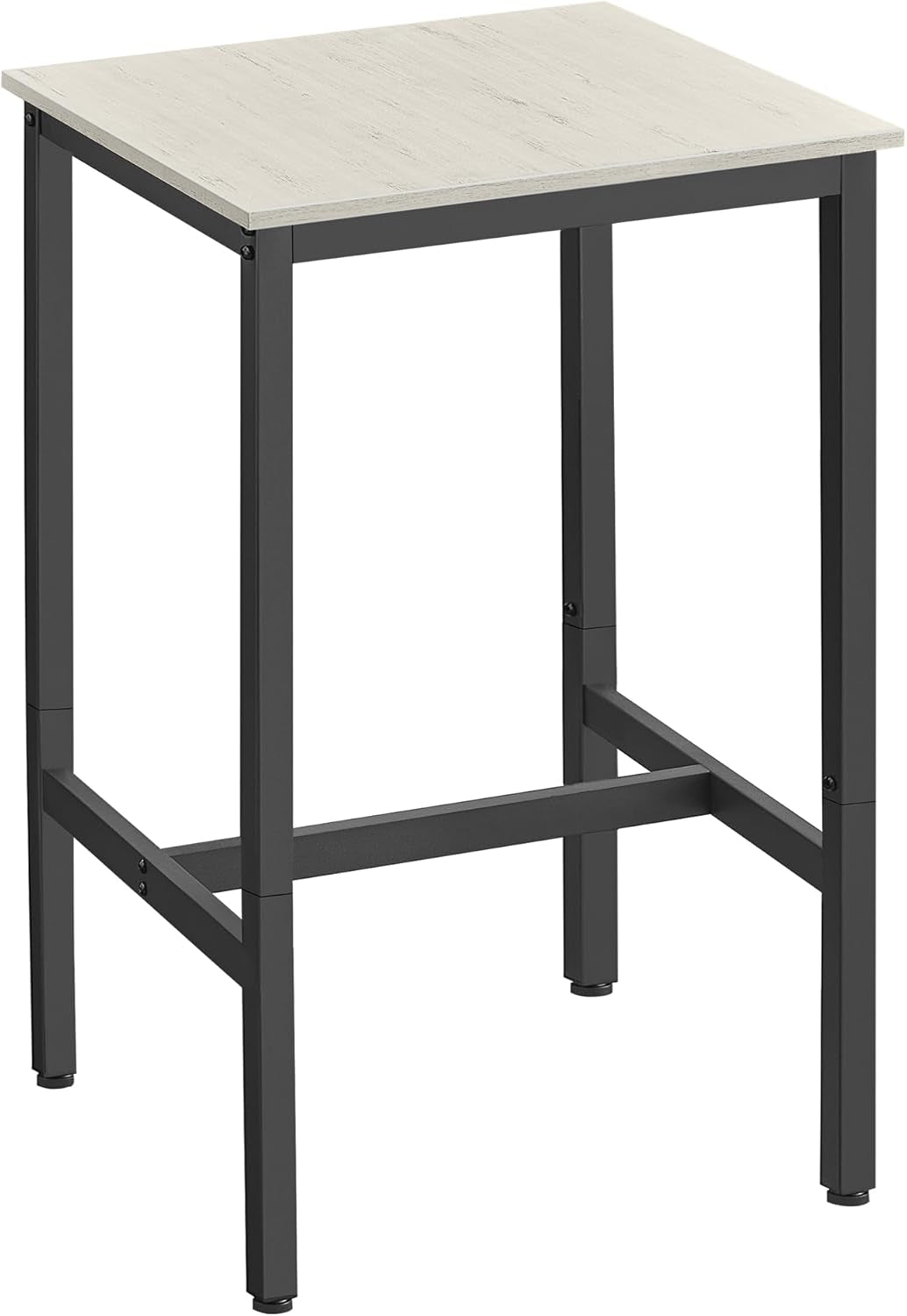 Bar Table, Small Kitchen Dining Table, High Top Pub Table, Height Cocktail Table for Living Room Party, Sturdy Metal Frame, 23.6 X 23.6 X 36.2 Inches for Narrow Spaces, Vintage White and Black