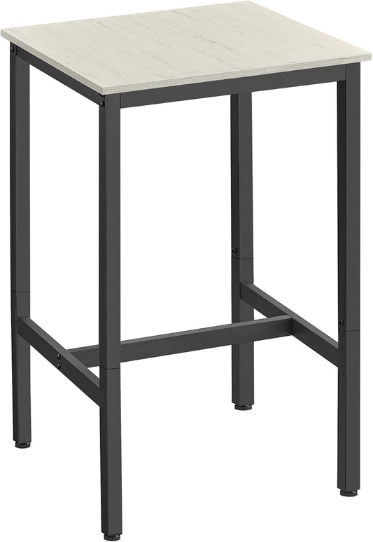 Bar Table, Small Kitchen Dining Table, High Top Pub Table, Height Cocktail Table for Living Room Party, Sturdy Metal Frame, 23.6 X 23.6 X 36.2 Inches for Narrow Spaces, Vintage White and Black