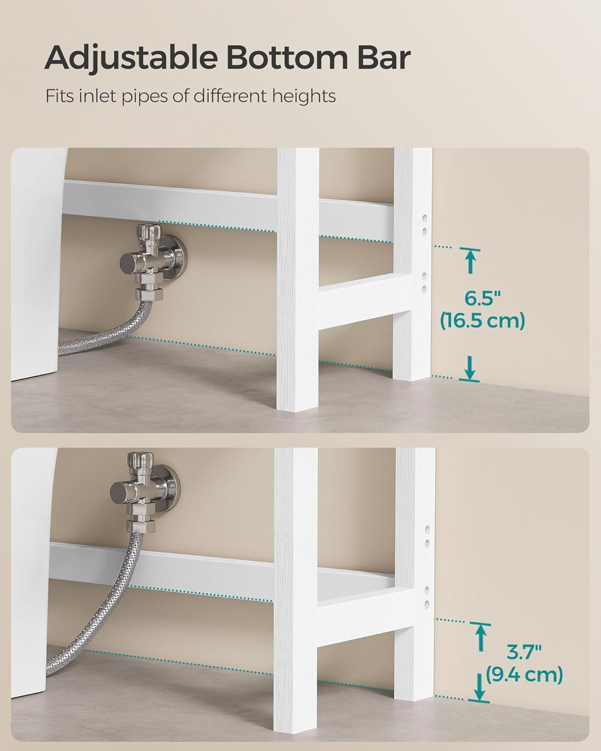 over the Toilet Storage, 3-Tier over Toilet Bathroom Organizer with Adjustable Shelf, 10.2 X 24.8 X 66.9 Inches, Space-Saving, Cloud White UBTS01WT