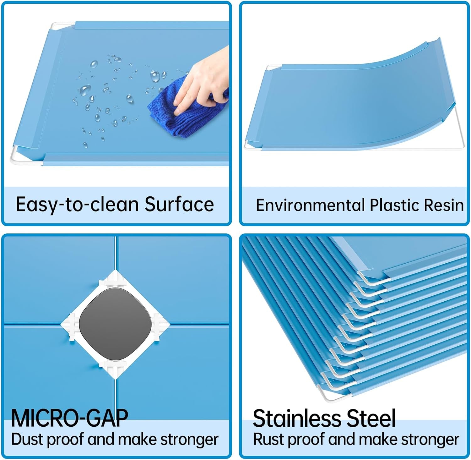 Kids Closet,Baby Wardrobe Closet with Door,Cute Portable Armoire Dresser,Clothes Hanging Storage Rack for Boy Bedroom,Blue,12 Cube(14X14Inch)