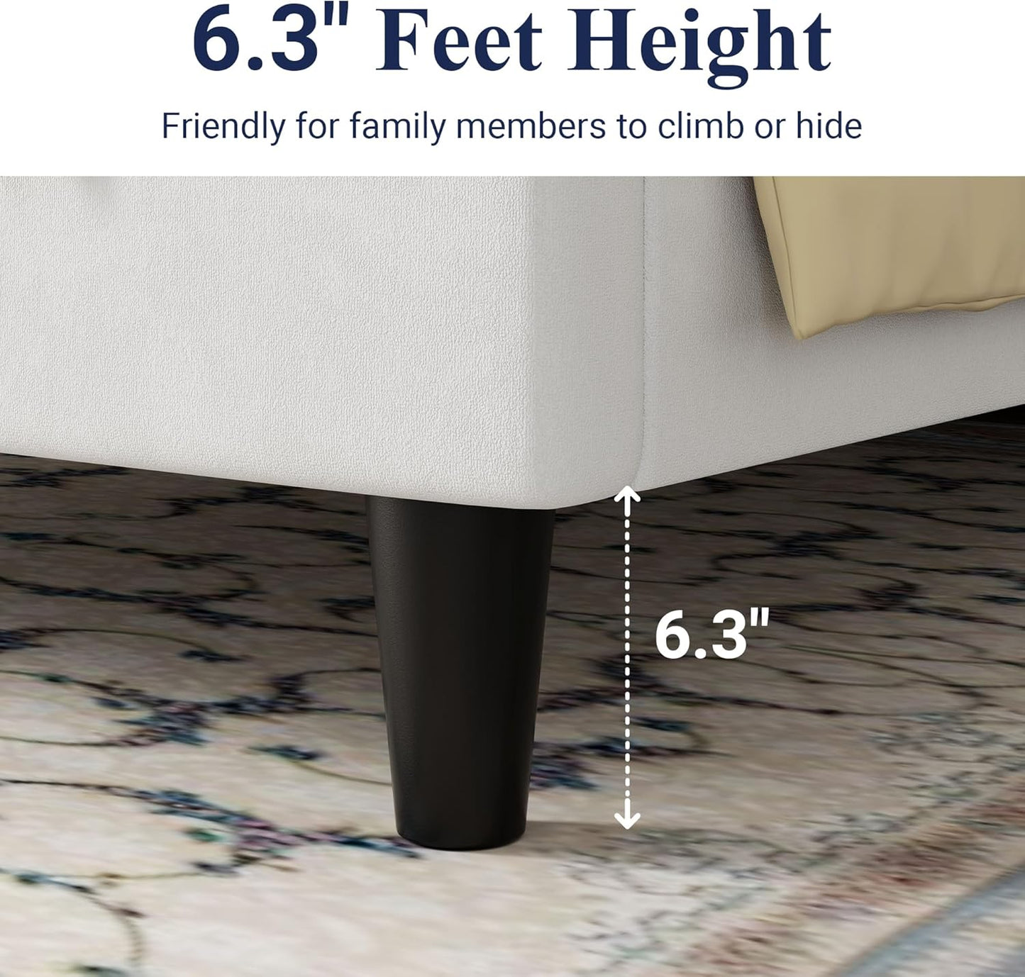 Full Bed Frame/Velvet Upholstered Bed Frame with Vertical Channel Tufted Headboard/Strong Wooden Slats/Platform Bed Frame/Mattress Foundation/Box Spring Optional/Easy Assembly/White