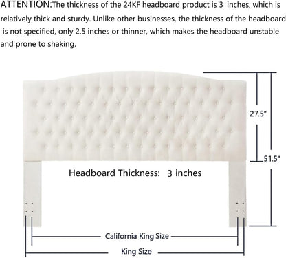 Boucle Upholstered Tufted Button King Headboard and Comfortable Fashional Padded King/California King Size Headboard,6025-K-Boucle-Ivory