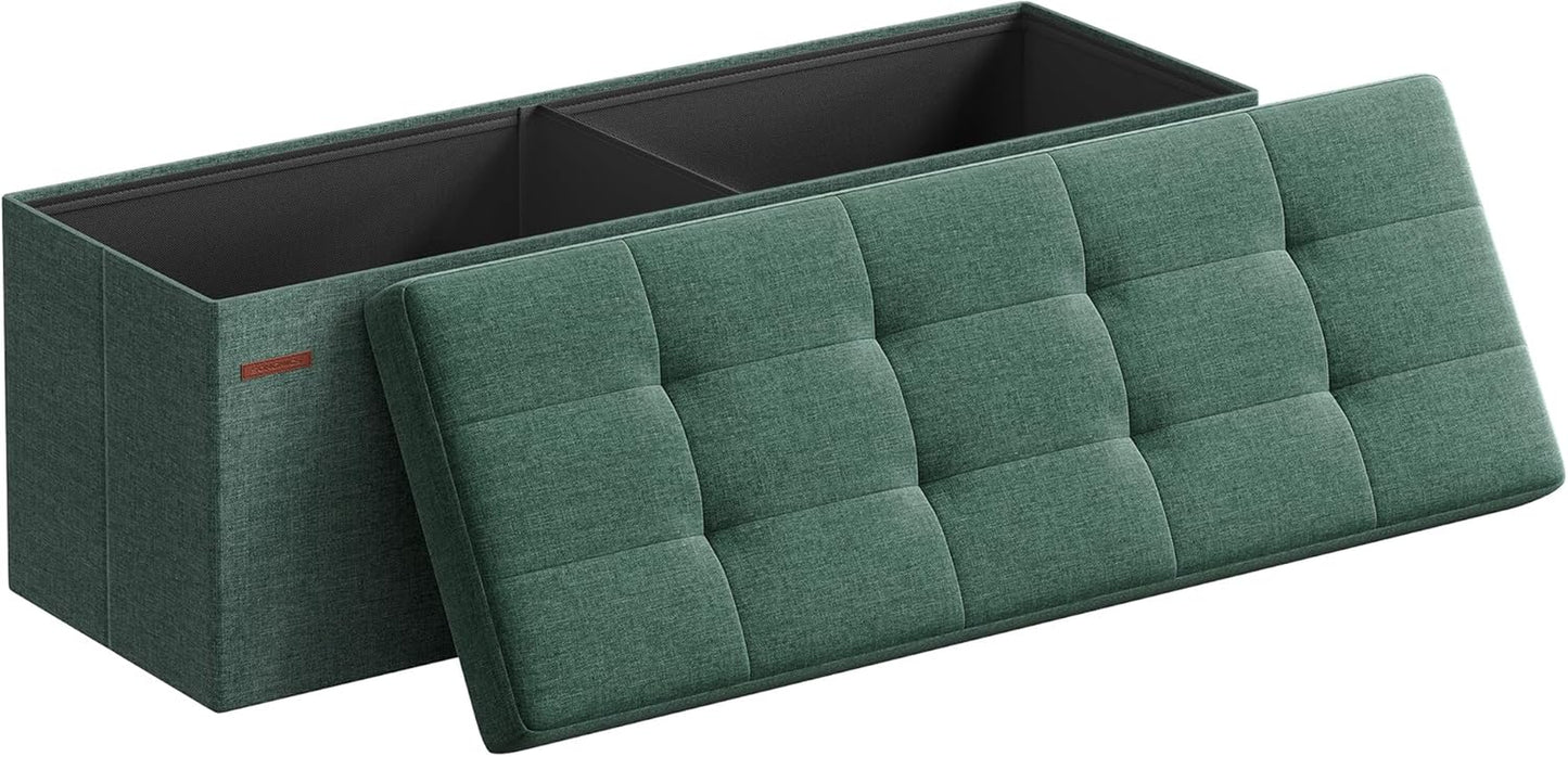 MAZIE Collection - 43 Inches Folding Storage Ottoman Bench, Ottoman Foot Rest, End of Bed Bench, Storage Chest, Load 660 Lb, for Living Room, Bedroom, Entryway, Dark Gray ULSF77K