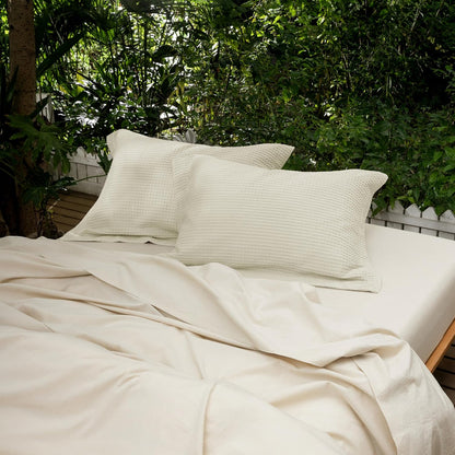 100% Cotton Waffle Weave Pillowcases 2 Pack King Size, 20X36 Inches Ultra Soft & Breathable Pillow Shams - Skin-Friendly Decorative Luxury Pillow Covers without Insert, Coconut White