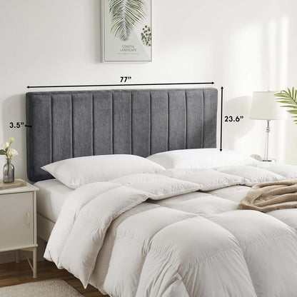 Upholstered King Headboard - Easy Assemble Channel Stitched Headboard King Size Bed - Wall Mounted Headboards with 3D Soundproof Wall Panels Peel & Stick Floating Headboards, Grey