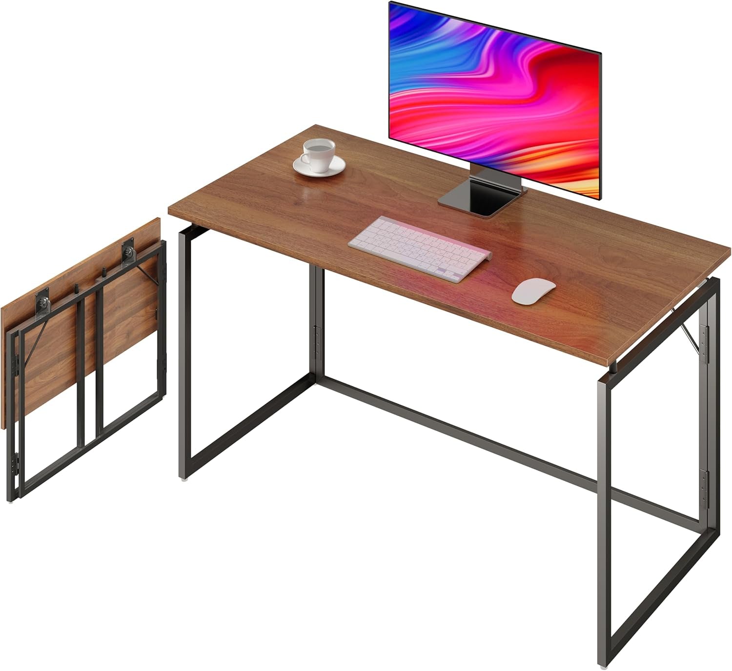 Folding Desk - 31.5" Wood Top Foldable Desk for Small Spaces | No Assembly Required Compact Table for Home Office, Writing, and Study
