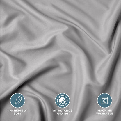 King Pillow Sham Covers - Set of 2 - Premium 1800 Ultra-Soft Microfiber - Double Brushed - Stain & Fade Resistant - Bed Pillow Shams - Pillows Not Included (Set of 2, Light Grey)