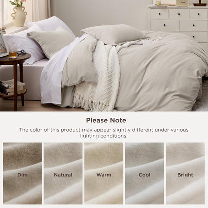 Bedsure Duvet Cover King Size-3 Pieces Prewashed 100% Polyester -Like Extra Soft Bedding Set, Includes 1 Duvet Cover 104X90 Inches with Zipper Closure & 2 Pillow Shams,Linen, Comforter Not Included