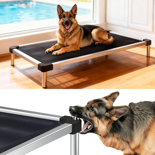 Titannest Chew-Proof Elevated Dog Bed, Raised Cot for Indoor/Outdoor/Camping Use, Durable & Waterproof Cooling Pet Bed for Large Dogs, 50.0" L X 31.0" W X 7.3" H, Black