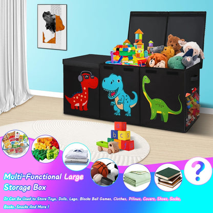 Extra Large Toy Box Chest, Collapsible Storage Organizer with Lids, Sturdy Dinosaur Toybox for Boys Girls, 40"X16"X16" Kids Storage Bin Box Baskets for Living Room, Playroom, Bedroom, Nursery