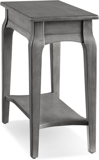 Stratus Solid Wood Narrow Side End Table with Shelf, Smoke Gray, Perfect for Living Rooms, Bedrooms, and Small Spaces – , 22005-GR