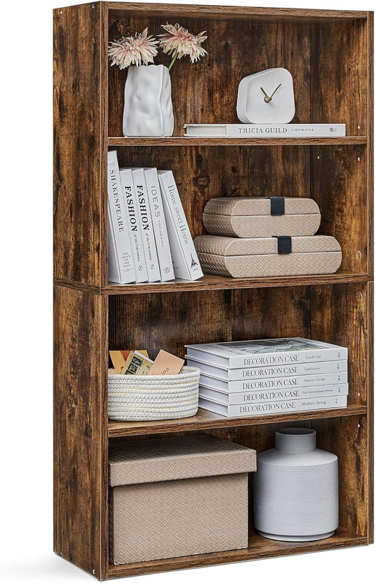 CUSTOS Collection - Bookshelf, 4-Tier Bookcase, Book Shelf, Open Storage Shelf, 9.4 X 23.6 X 42.4 Inches, for Living Room, Home Office, Dinning Room, Rustic Brown ULBC164X01
