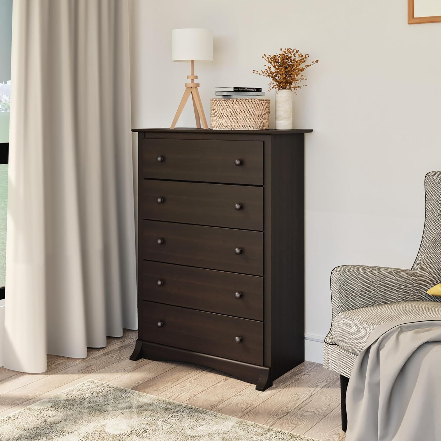 Sonoma Superior 5-Drawer Dresser for Bedroom - Spacious and Stylish Chest of Drawers, Measuring 17.75"D X 31.5"W X 44.75"H, in Espresso Finish