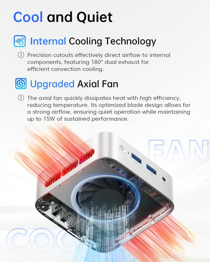 V1 Mini PC Computers, Intel Twin Lake N150(Turbo 3.6Ghz), 16GB DDR4 RAM 1TB M.2 SSD Mini Desktop Computer, 4K HDMI Dp/2Xusb3.2 Wifi6/Bt5.2, VESA Gbe, Htpc/Business Office Micro Pc