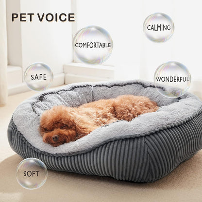 Dog Beds for Small Medium Large Dogs & Cats. Washable Pet Bed, Orthopedic Dog Sofa Bed, Luxury Wide Side Fancy Design, Soft Calming Sleeping Warming Puppy Bed, Anti-Slip Bottom