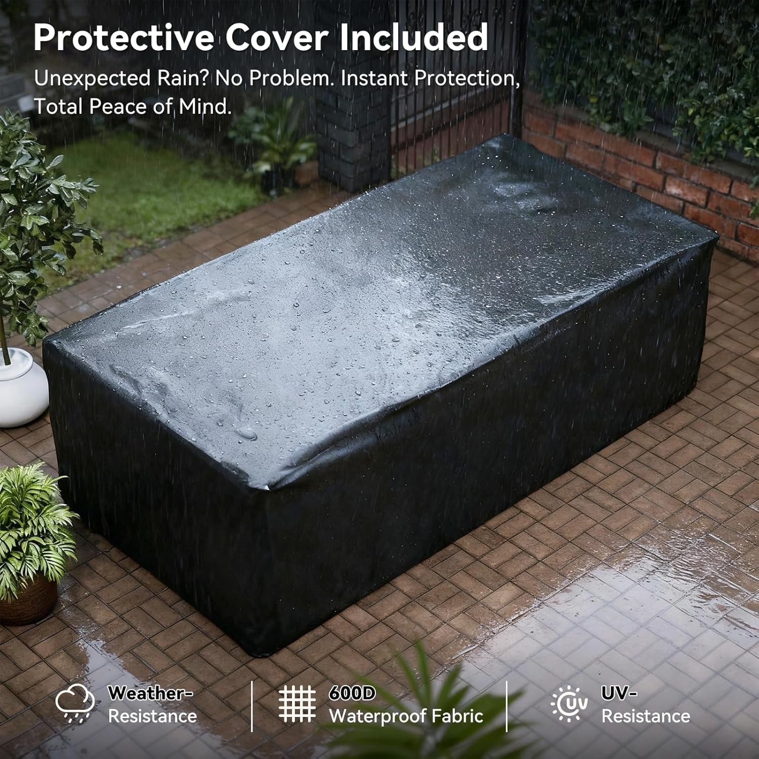 7-Piece Patio Furniture Set, Wicker Rattan Outdoor Furniture with Thick Cushions, Patio Conversation Sets with Coffee Table, Outdoor Sectional Couch Sofa with Waterproof Cover, Black