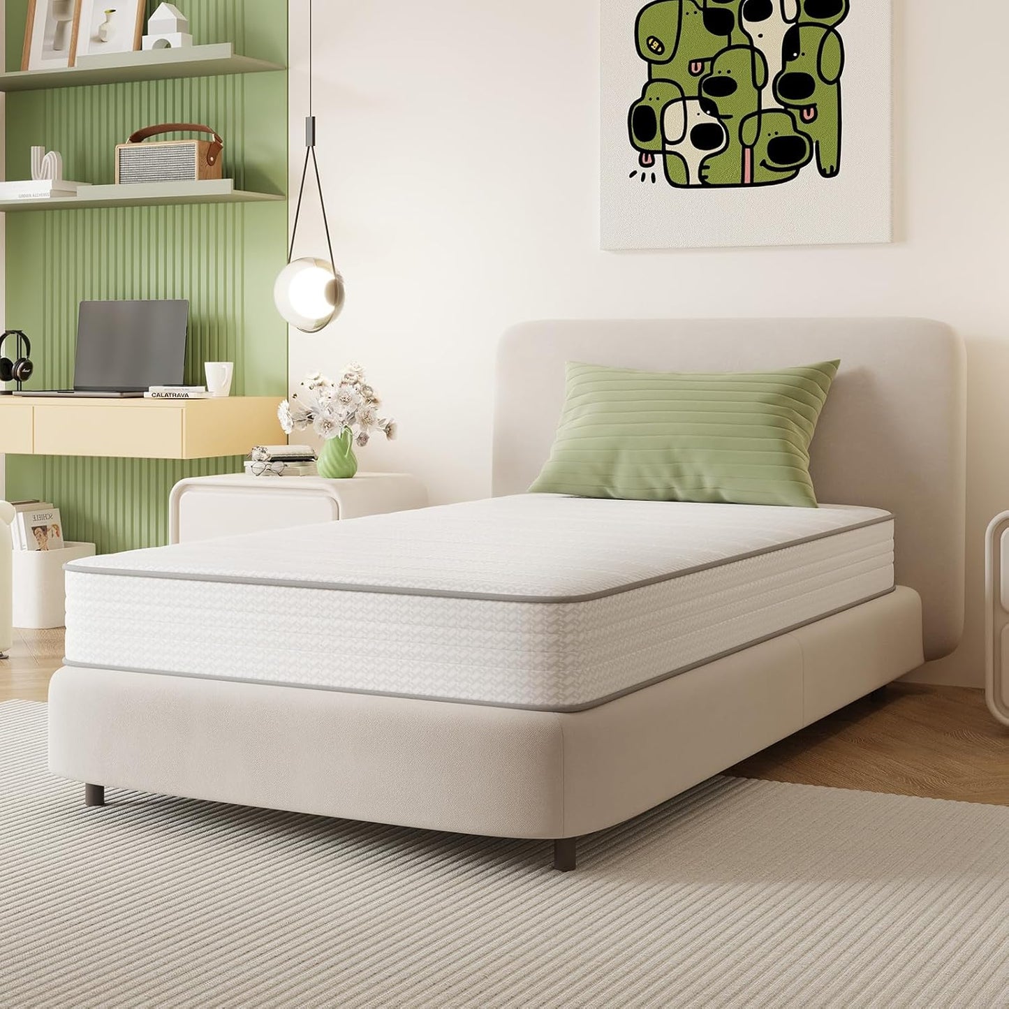 Twin Mattress, 8 Inch Twin Size Mattresses in a Box with Smarts™ Coil for Pressure Relief, Medium Plush Foam and Spring Hybrid Colchones with Certipur-Us Certified for Kid for Kidss