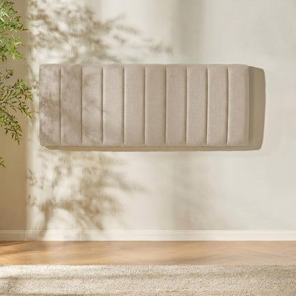 Upholstered Queen Headboard - Easy Assemble Channel Stitched Headboard Queen Size - Wall Mounted Headboards with 3D Soundproof Wall Panels Peel & Stick Floating Headboards, Beige