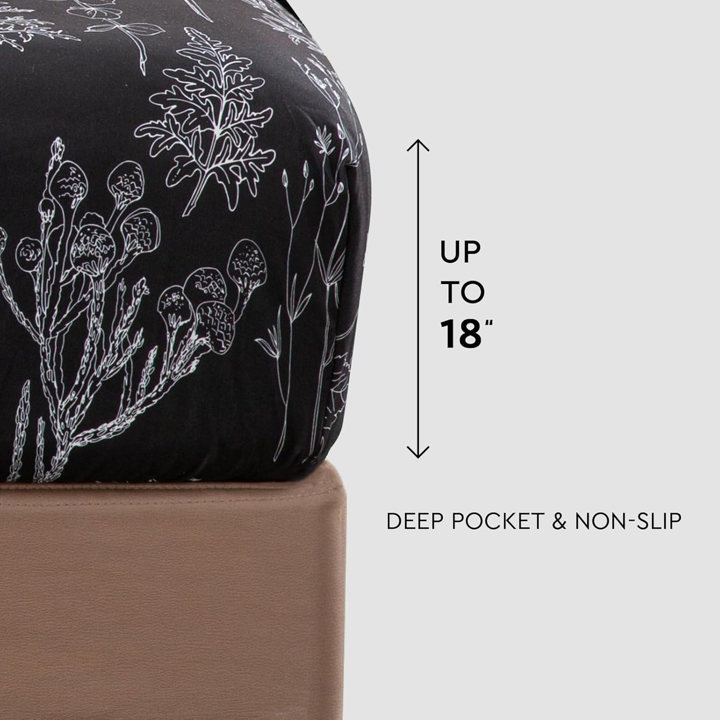 Grey Black Sheets King,Deep Pocket Sheets, 1800 Thread Count Pattrn Bed Sheets Soft Breathable Cute Printed Boho Farmhouse Bed Sheets, Oeko-Tex Certificated- up to 18 Inch