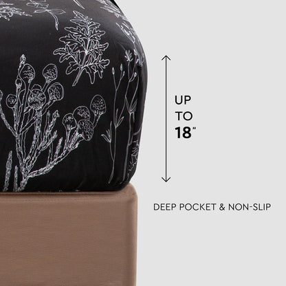 Grey Black Sheets King,Deep Pocket Sheets, 1800 Thread Count Pattrn Bed Sheets Soft Breathable Cute Printed Boho Farmhouse Bed Sheets, Oeko-Tex Certificated- up to 18 Inch