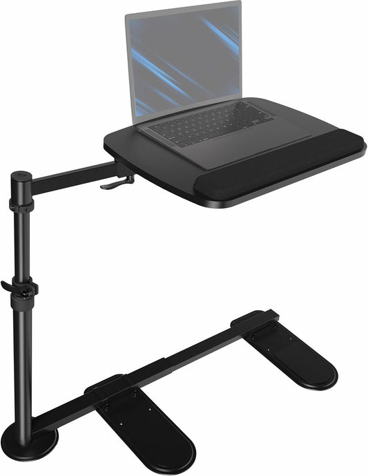 20 Inch over Couch Swivel Table, Laptop Desk for Remote Work, Portable Recliner Workstation with Height Adjustable Swing Arm, Black, DESK-ST02C