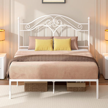 Headboard for Queen Size Bed Frame, Vintage Platform Bed Metal Headboard Only, Height Adjustable, Sturdy and Stable, Queen Size, Easy Assembly,White