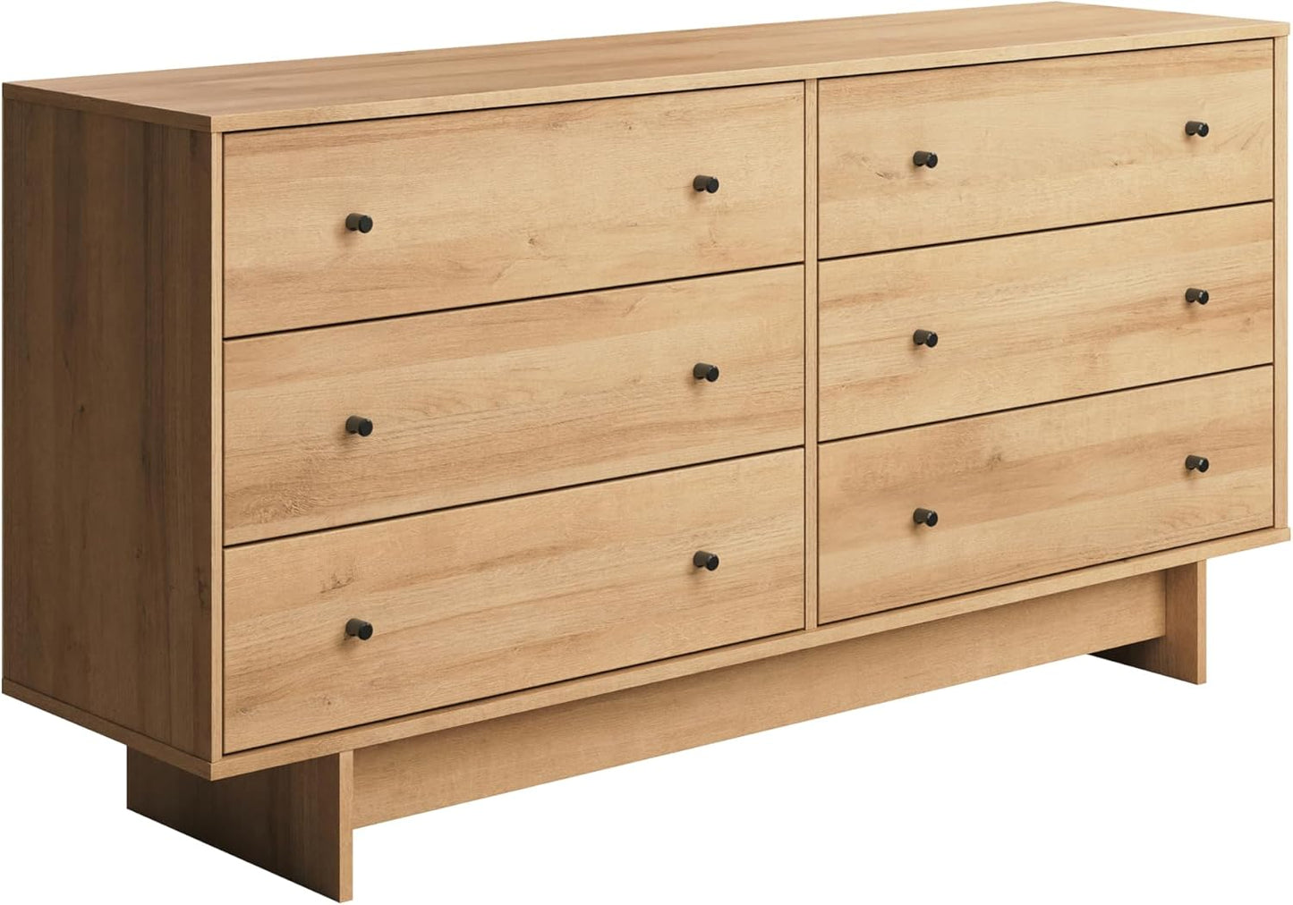 Finnley 6-Drawer Dresser in Natural Oak, Dresser for Bedroom, Extra-Wide Chest of Drawers with Storage, Modern Clothing Organizer for Home, Bedroom, Living Room, 16" D X 61" W X 31" H