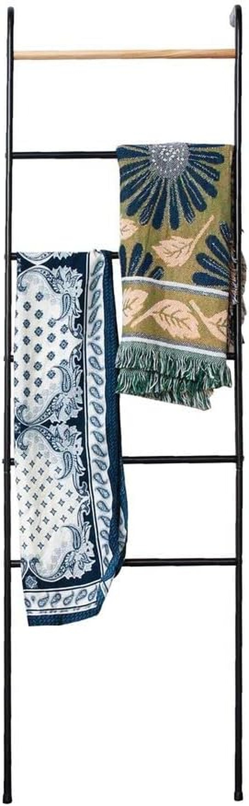 Wall Leaning Ladder Rack for Household Fabrics, Clothing, Interior Decoration, White