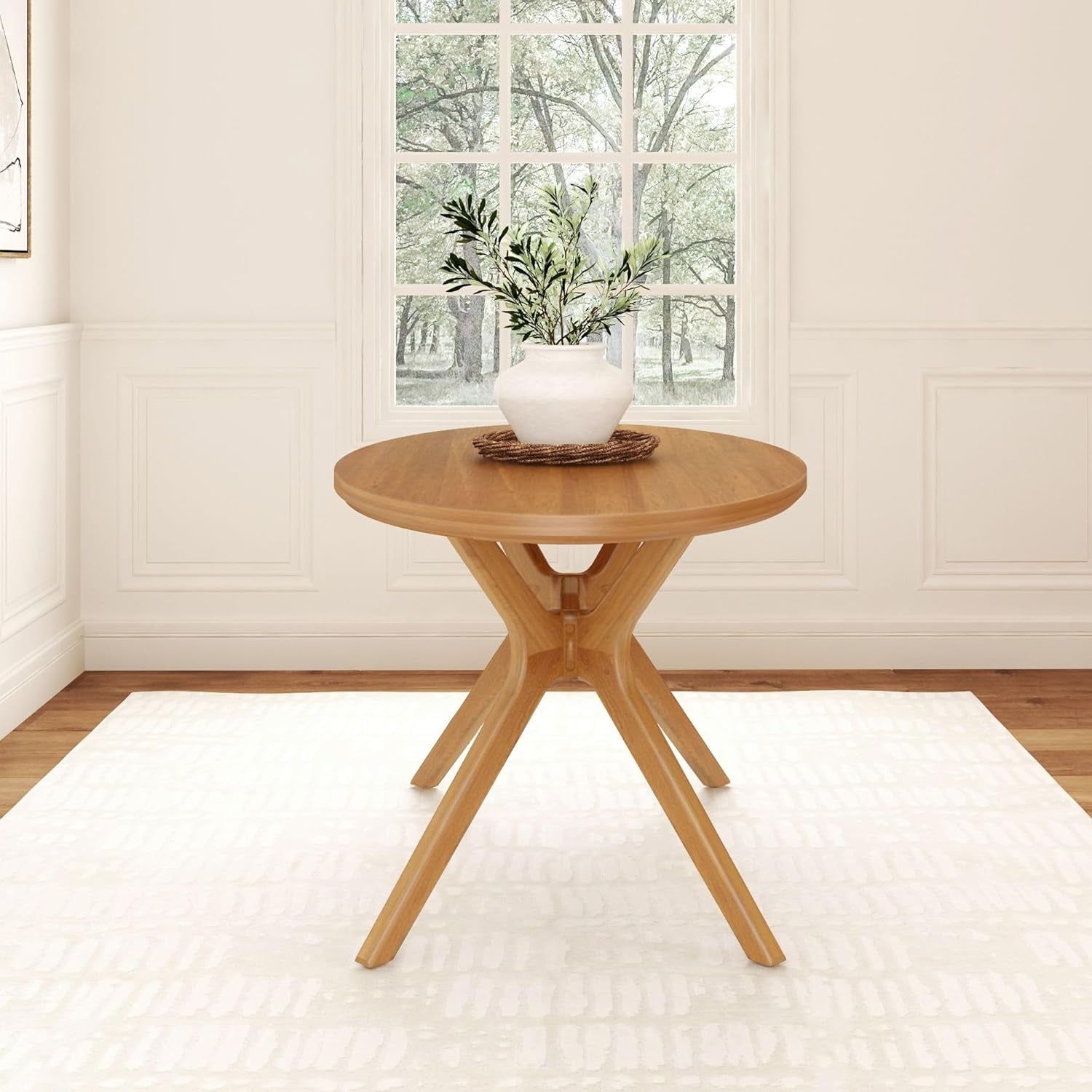 Verso Oval Dining Table, 62 Inch Solid Wood Kitchen, Minimalist Table for Dining Room, Pecan