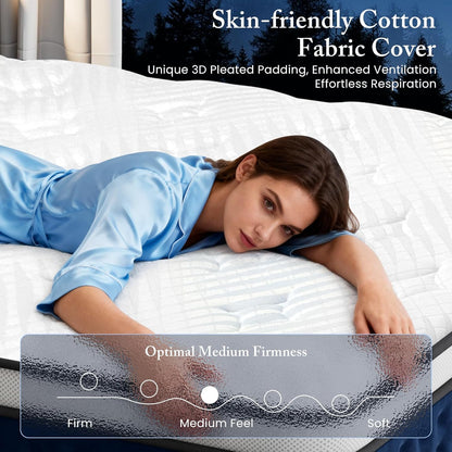 King Size Mattress, 14 Inch Hybrid King Mattress in a Box with Gel Memory Foam [New Version], Individually Pocket Coils Springs, Pressure Relief Motion Isolation, Edge Support, Medium Firm