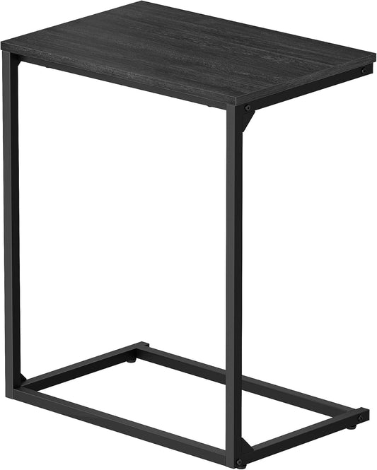 C Shape End Table, Small Coffee Table for Couch or Sofa, Industrial Side Table in Living Room, Bedroom, 13.8 X 21.7 X 26 Inches, Ebony Black ULNT052B56