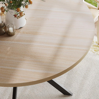 round Dining Table for 2, Farmhouse Wood Kitchen Table, Circle Dinner Table for Kitchen & Dining Room, Small Space, 31.5In, Black