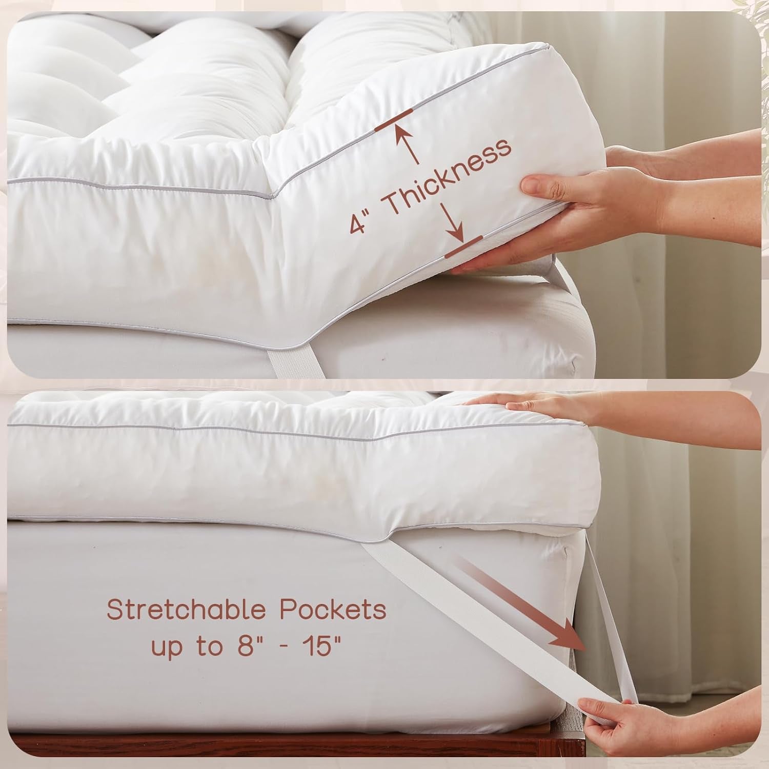 4 Inch Memory Foam Mattress Topper King Size, Filled with Breathable Memory Foam Pillow Topper, Soft Fluffy Supportive Bed Mattress Pad for Back Pain Relief, 80X78X4 Inch